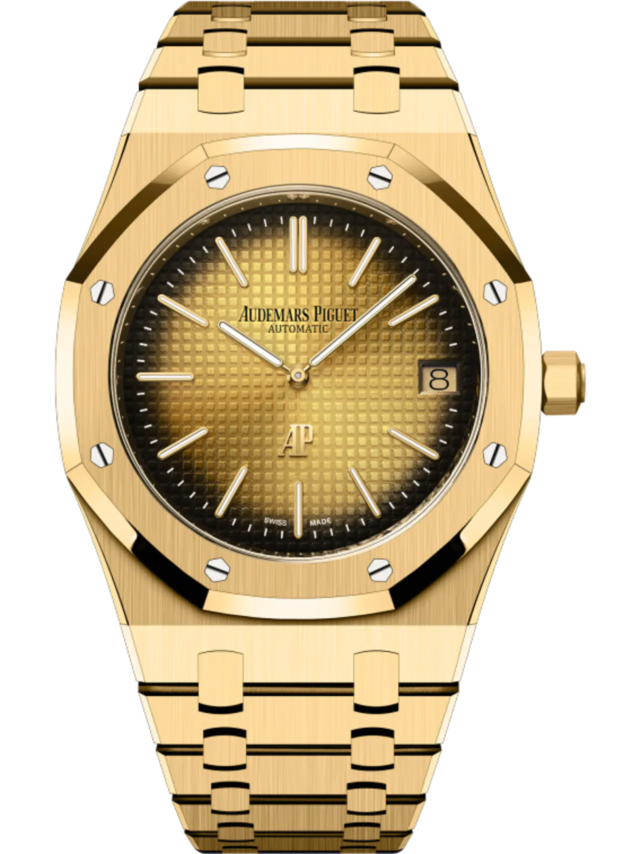 【Super Clone】Audemars Piguet ROYAL OAK JUMBO Smoked Yellow Gold-Toned Dial 39mm 16202BA.OO.1240BA.02