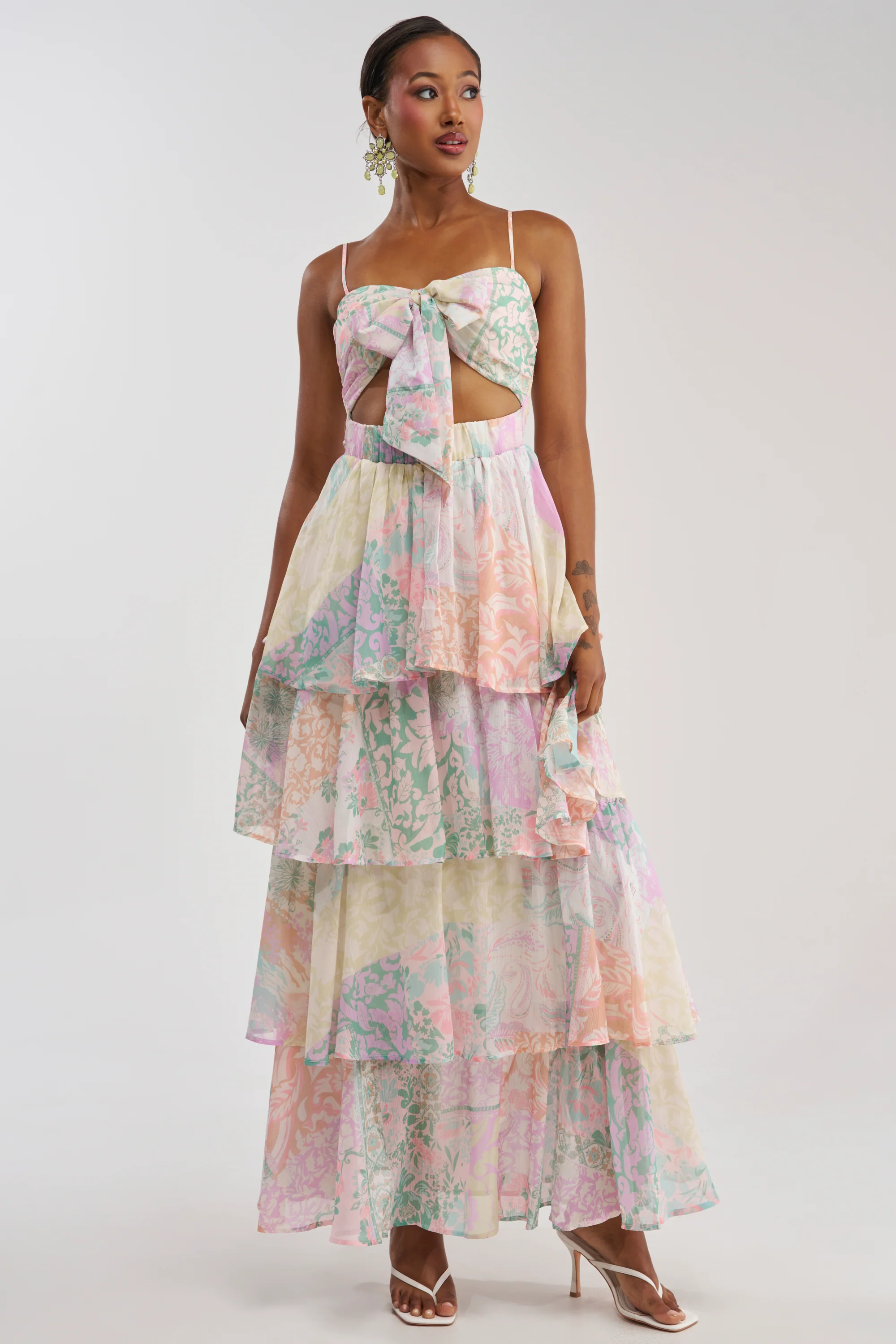 DAY DREAMER MULTICOLORED CHIFFON MAXI DRESS - Akira Store