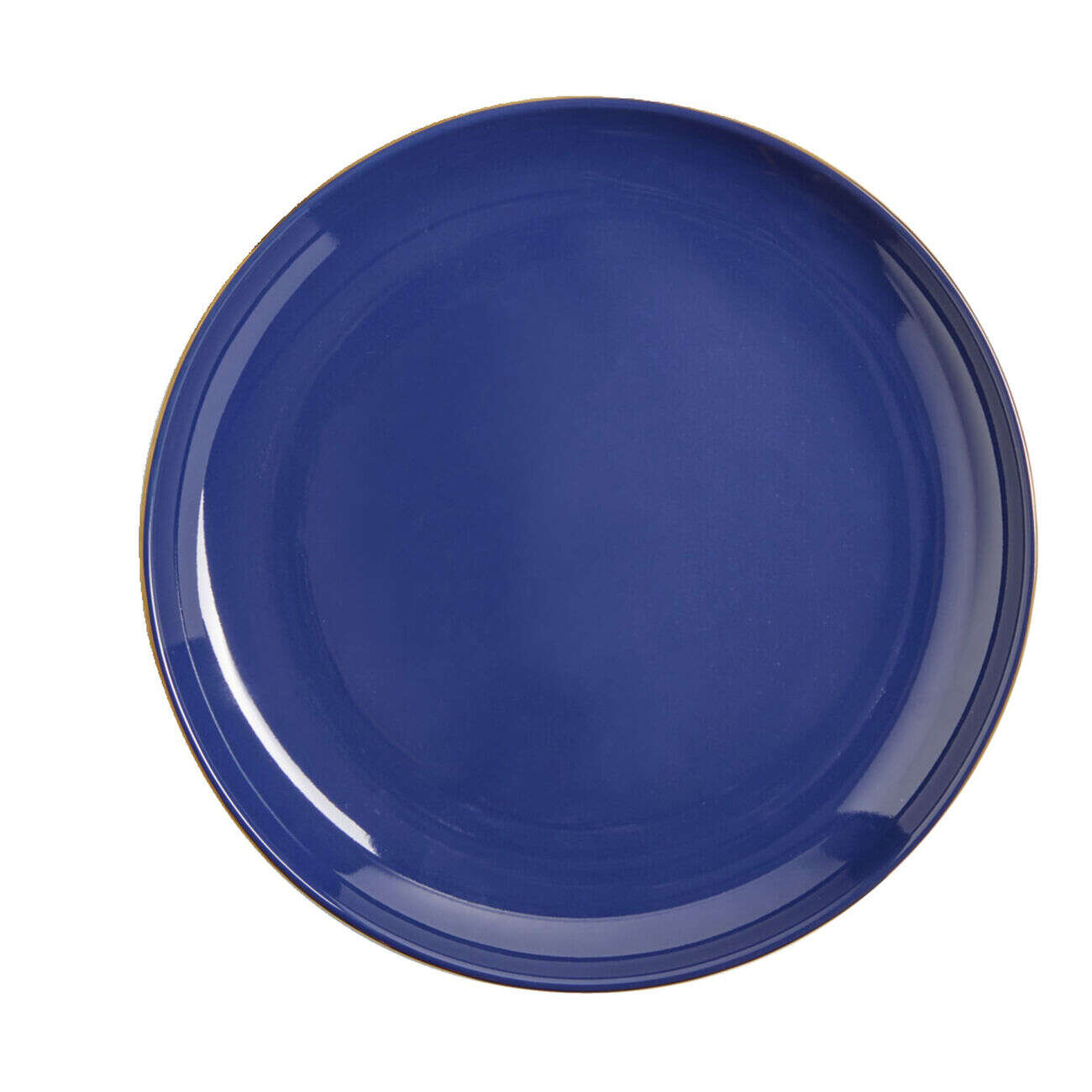 Assiette plate bleue bordure dorée Ø27cm