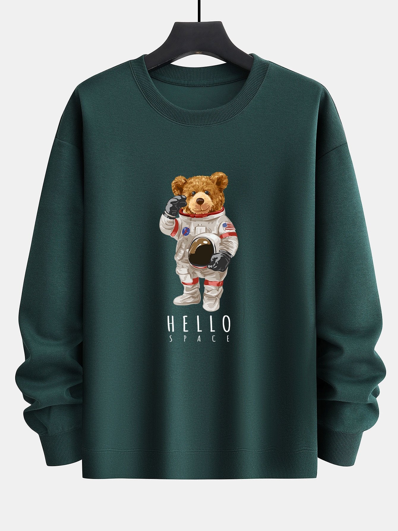 Sweat-shirt coupe décontractée à imprimé ours astronaute