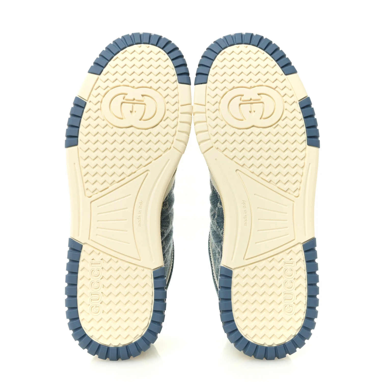 New Denim Delave GG Monogram Womens Re-Web Sneakers 40 Light Blue Royale