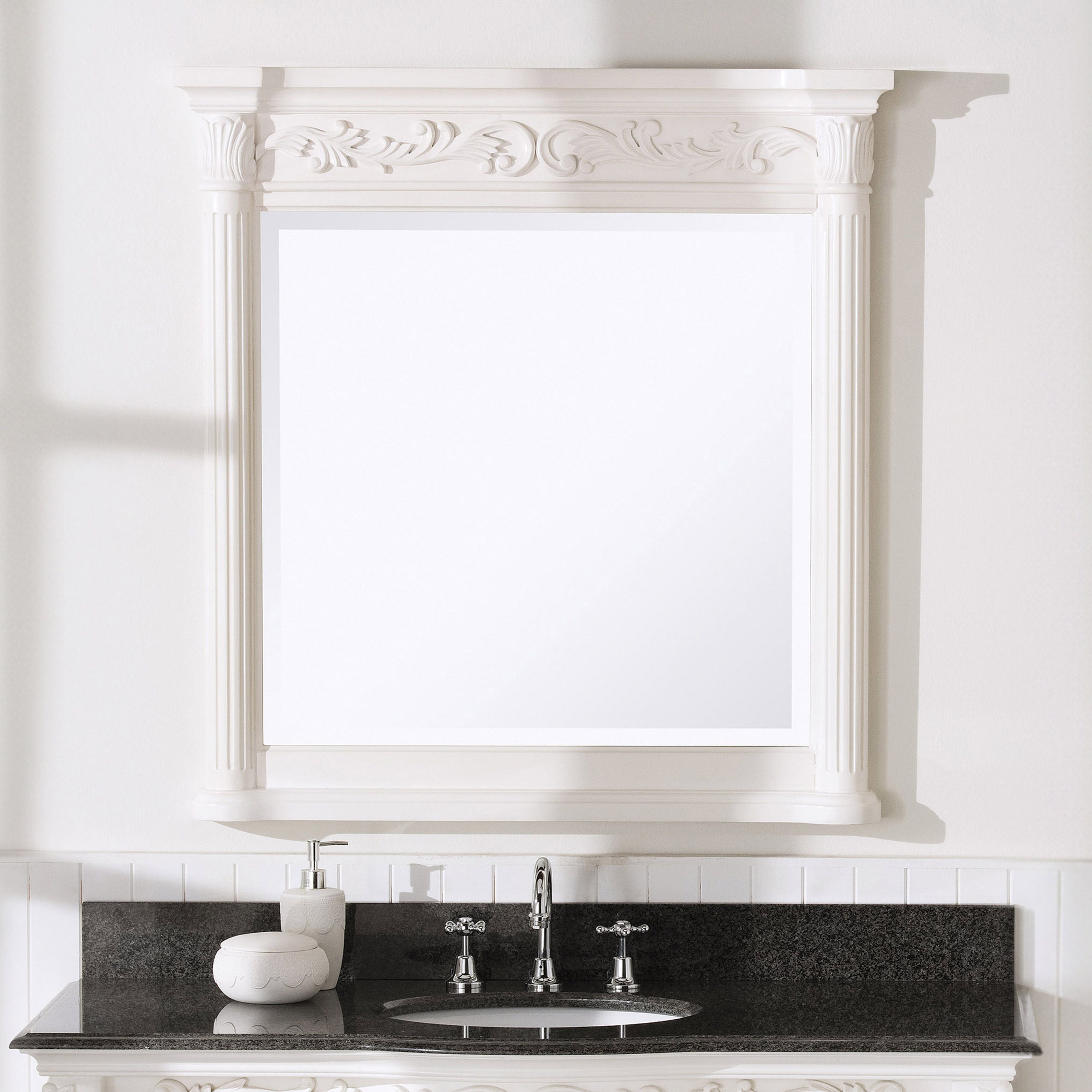 Rosette Vanity Mirror White 915mm