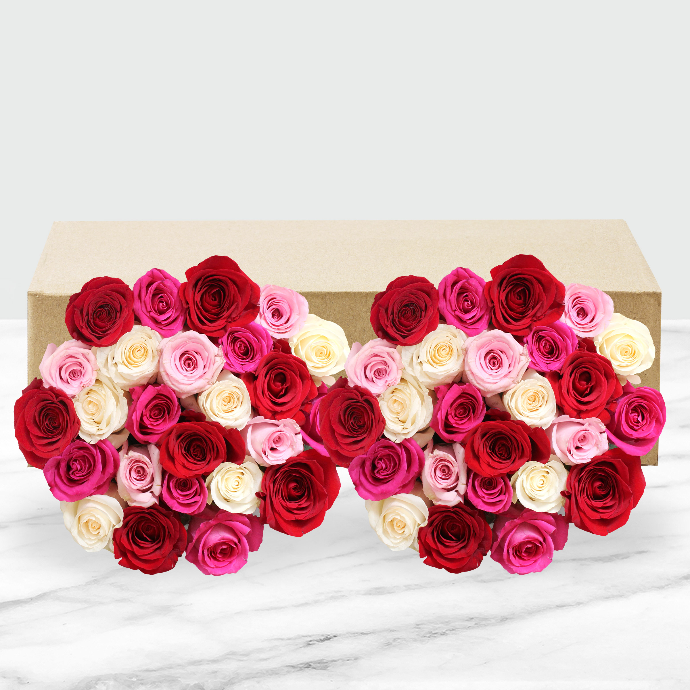 50-Stem Shades of Pink Quad Roses