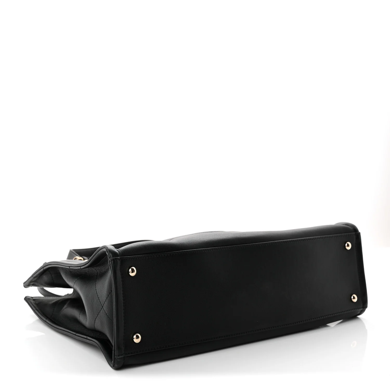 Calfskin CC Zipped Shopping Tote Black