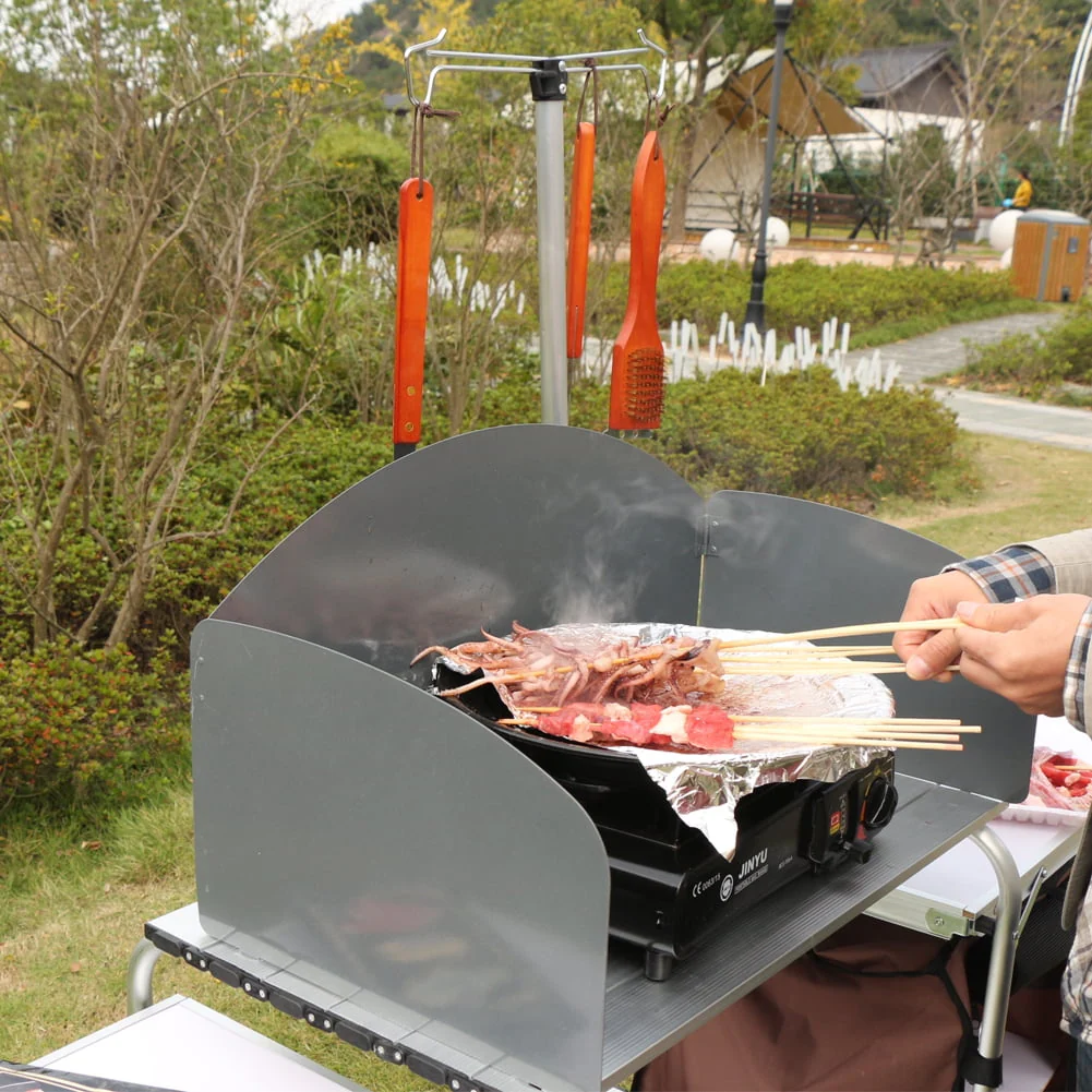 Folding Cooking Table Outdoor Portable Cook Station Aluminum Camping Kitchen with Storage Organizer,Silver Image 8
