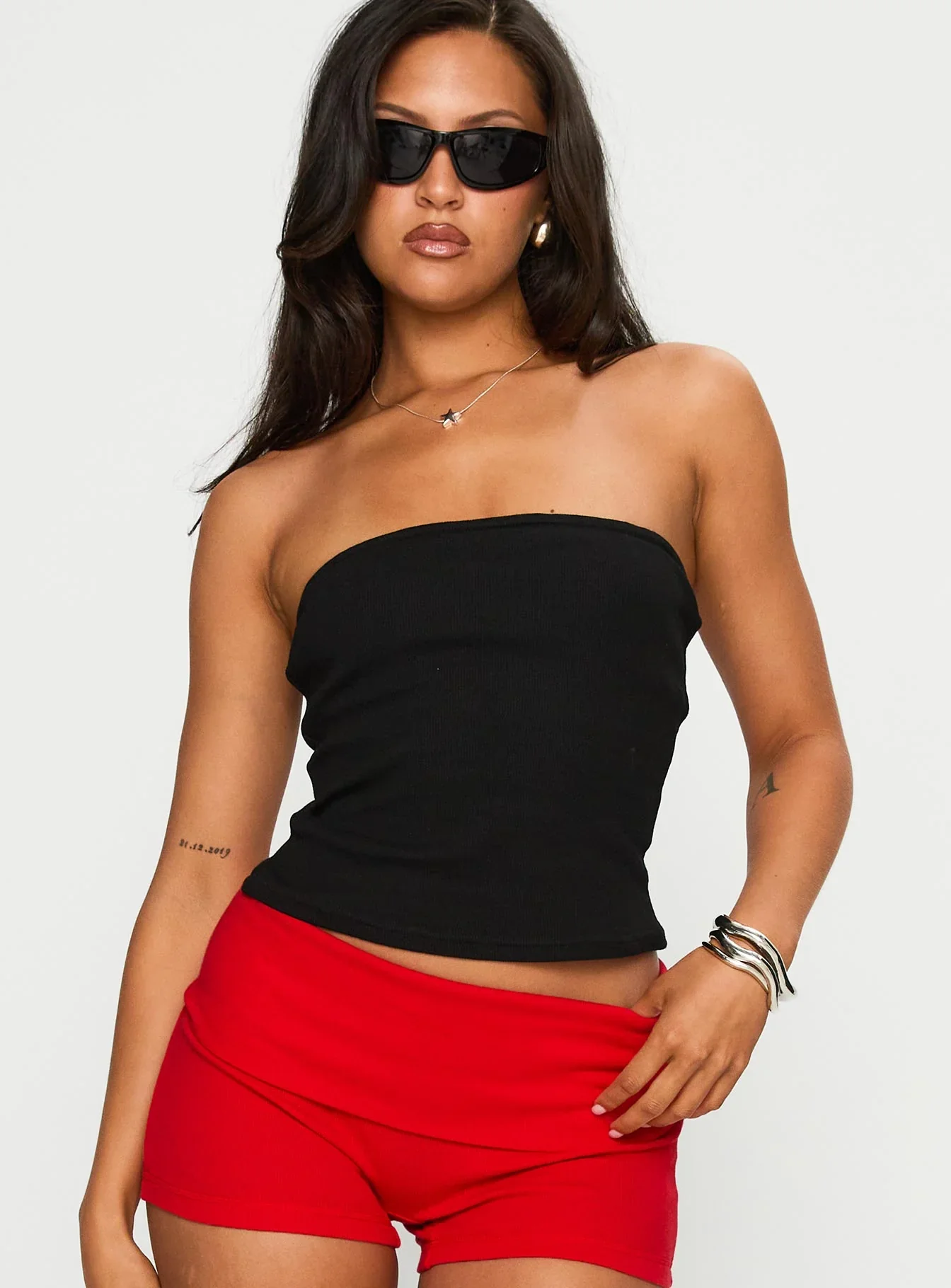 Baseline Strapless Rib Top Black
