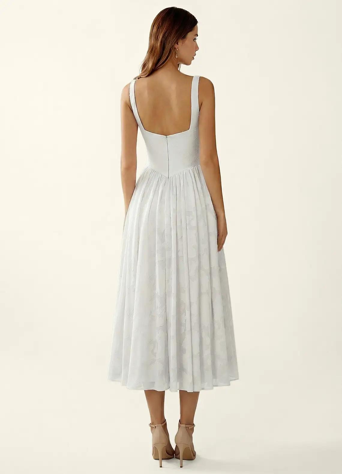 Ottavia White Jacquard Midi A-line Graduation Dress