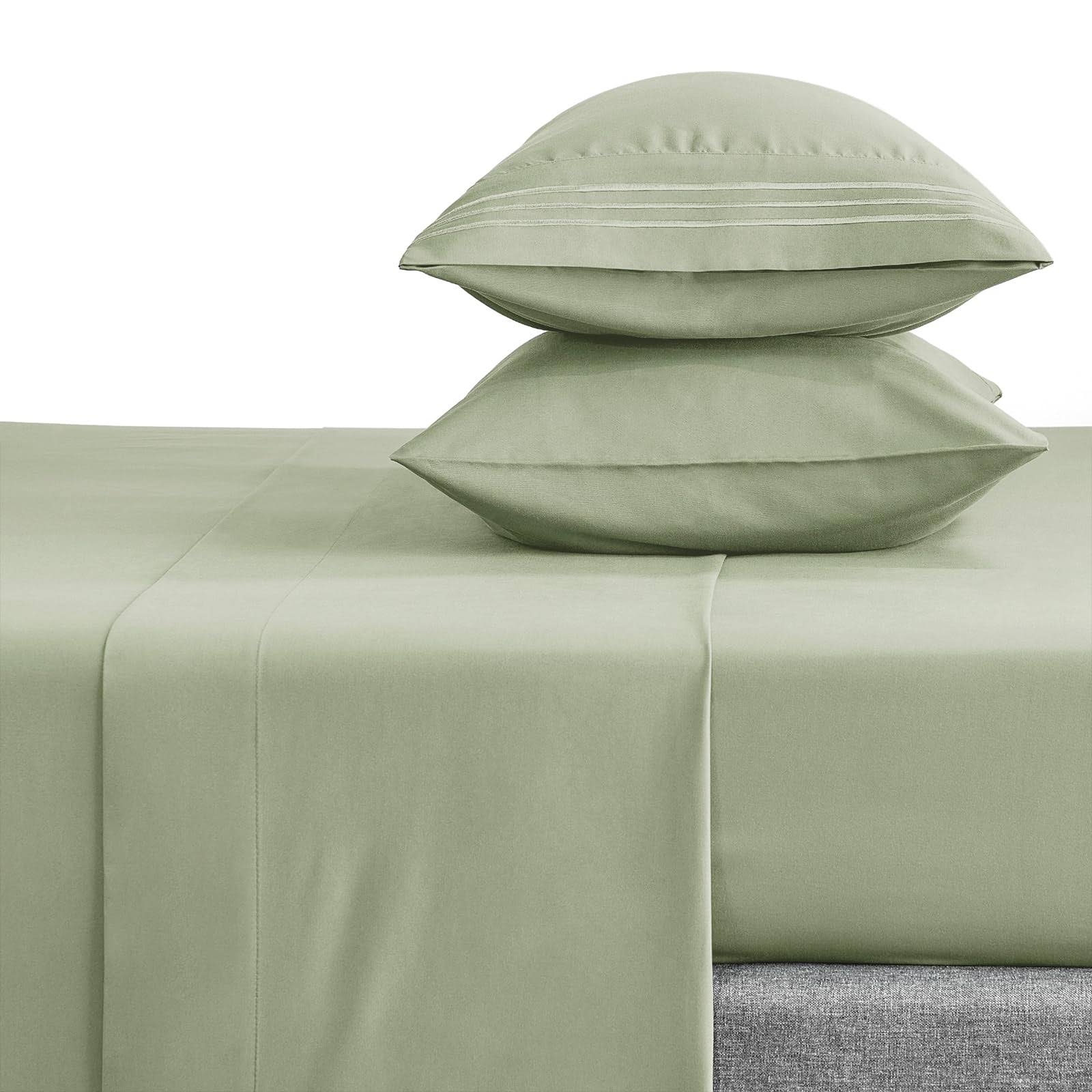 CozyLux Queen Bed Sheets Set 1800 Series 4-Piece Embroidered Double Brushed Microfiber Sheets 16