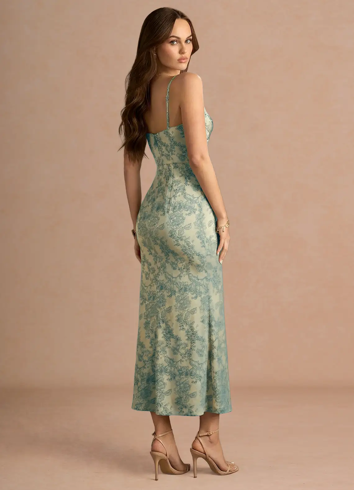 Leah Platinum Teal Maxi Dress