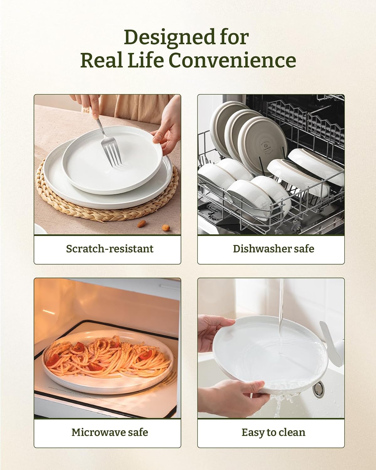 Famiware Milkyway 12-Piece Stoneware Dinnerware Set, White