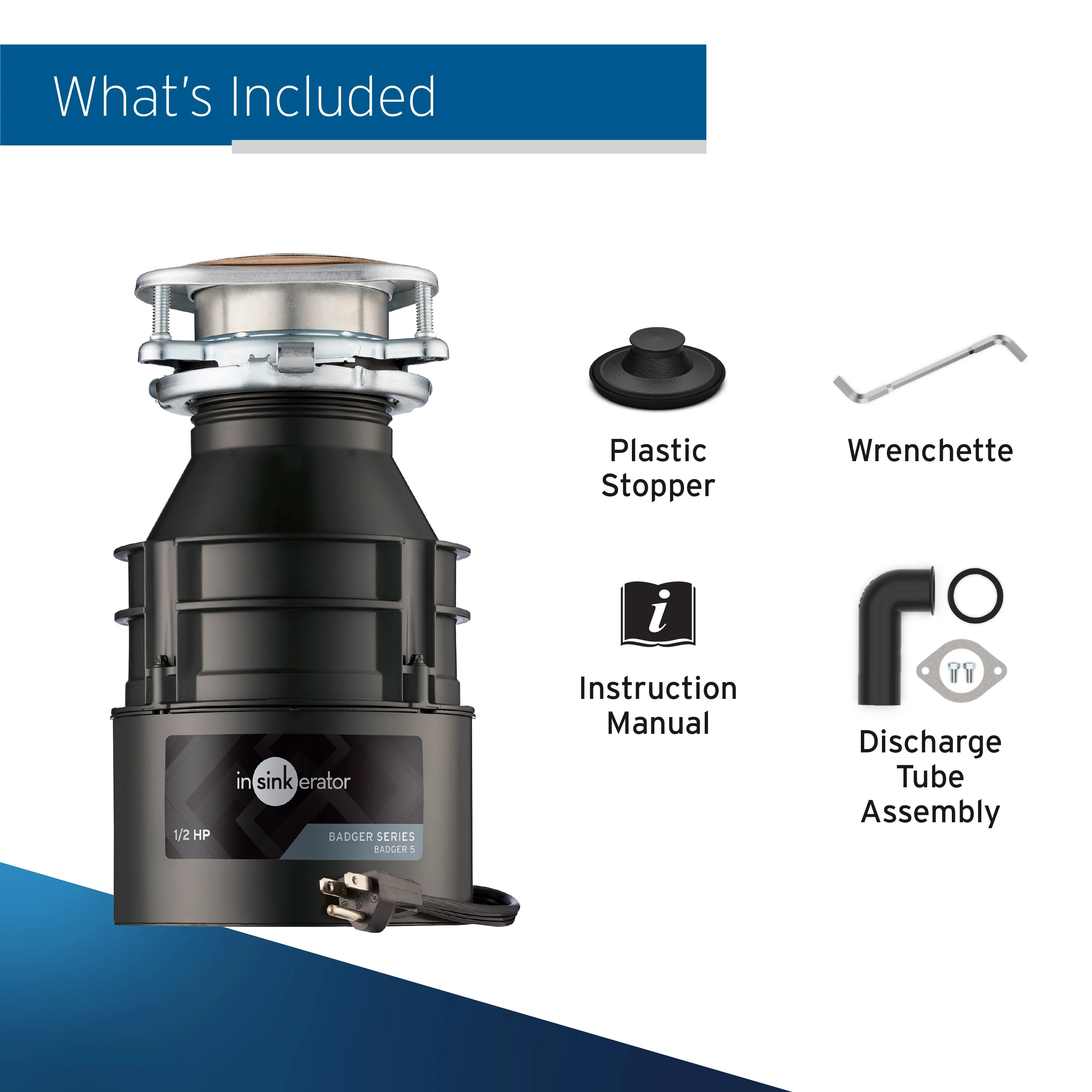 Badger 5 1/2 HP Continuous Feed Garbage Disposal with Power Cord(2 HP/Continuous Feed) Image 7