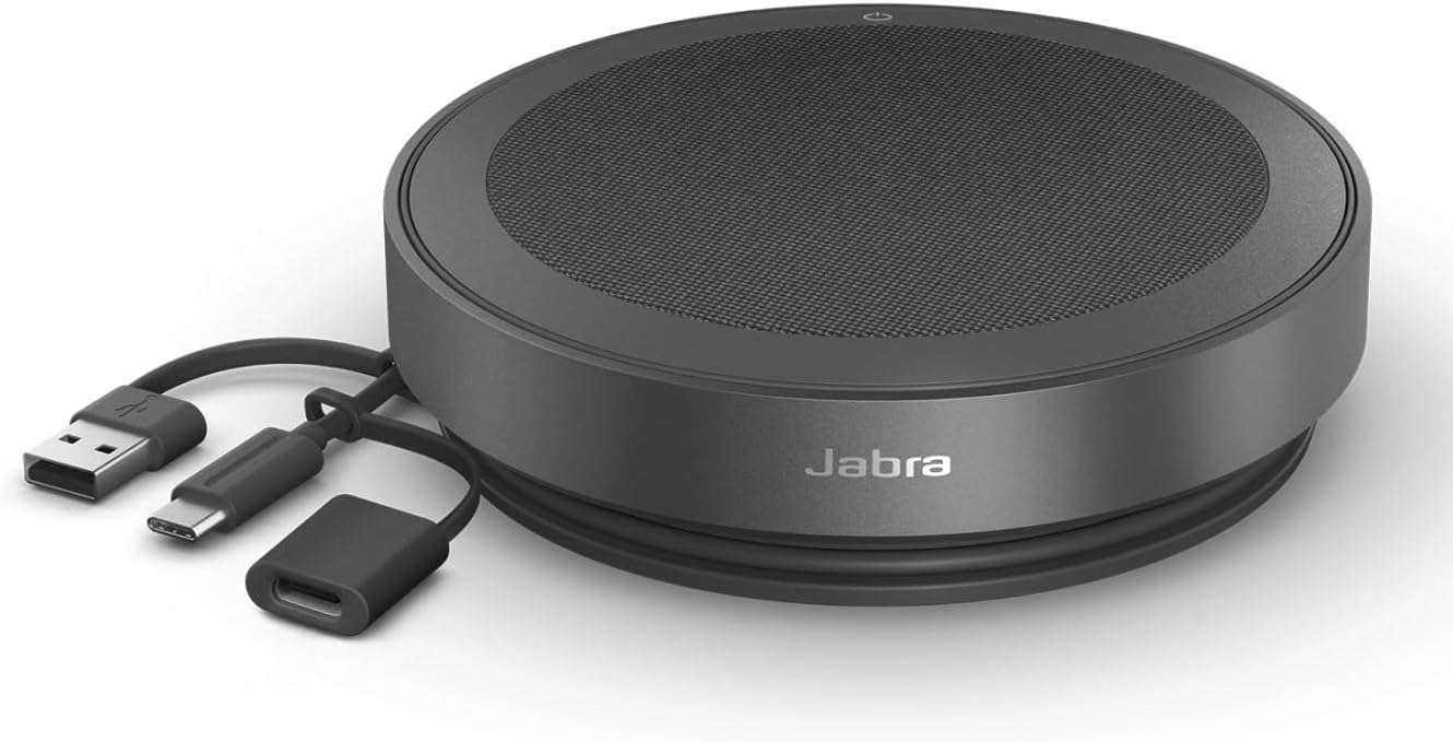 Jabra Speak2 75 (2025 Edition) Wireless Bluetooth Speakerphone - 4 Noise-Cancelling Mics  65mm Speakers - New Linking Feature - USB-C Dongle - Certified for Microsoft Teams - Dark Grey