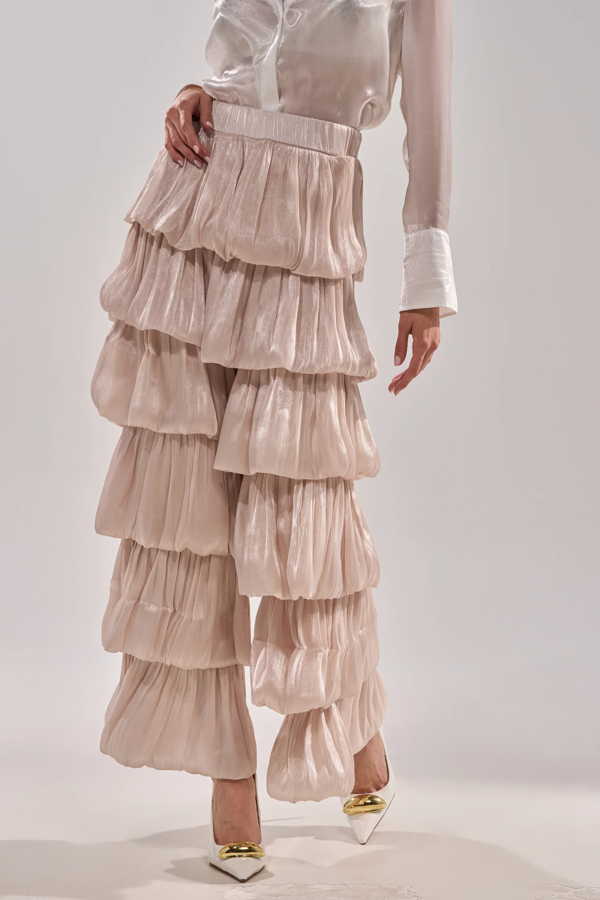 STAR OF THE NIGHT FLOUNCY PANT IN IVORY - Akira Store