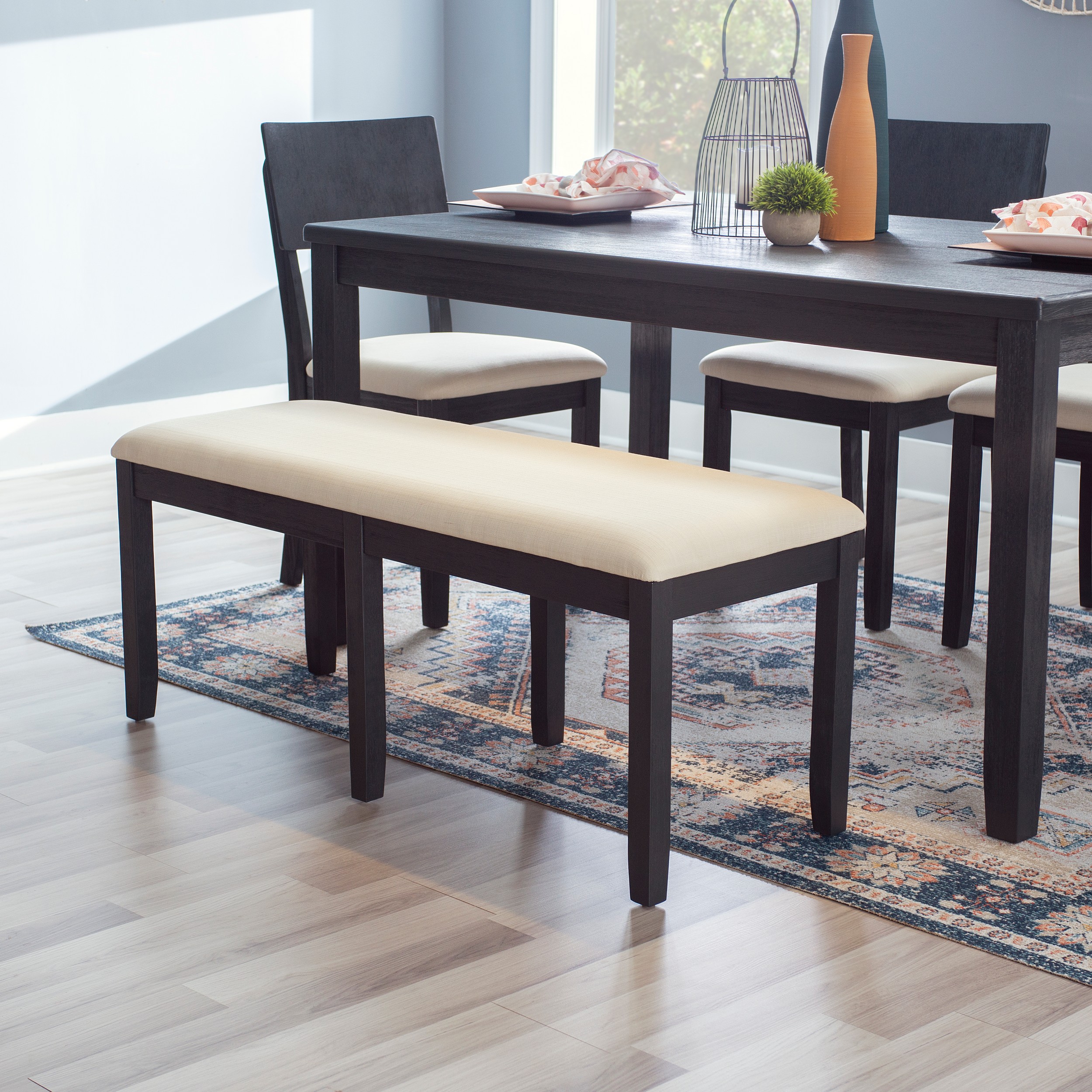 Jamil Backless Dining Bench, Dark Charcoal - Image 2