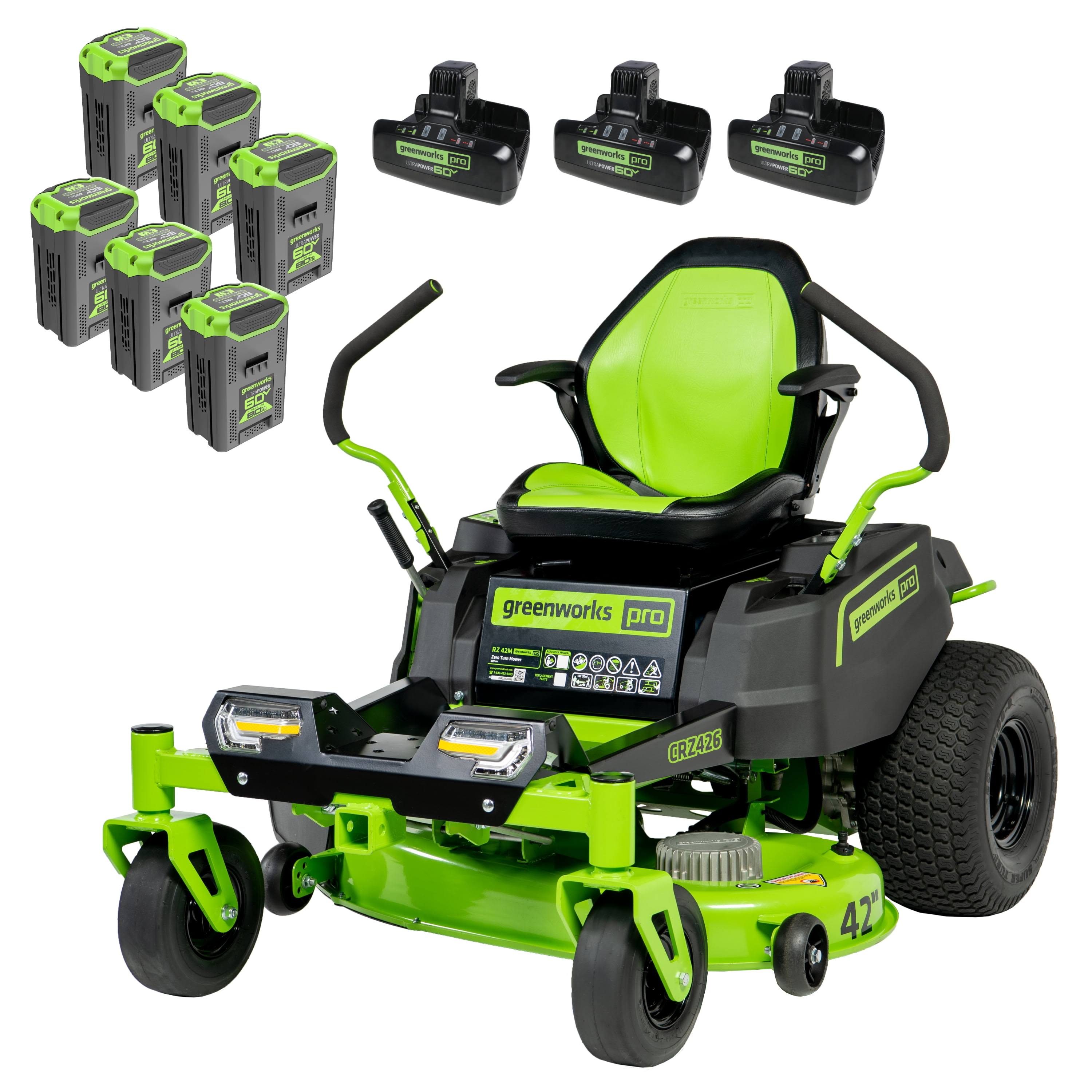 60V 42�� Electric CrossoverZ Zero Turn Mower with (6) 8 Ah Batteries and (3) Dual Port Turbo Chargers