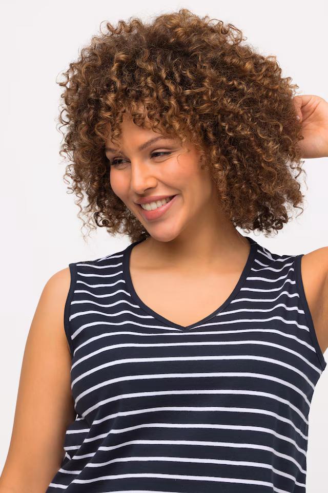 2 Pack of V-Neck Cotton Knit Tanks - Stripe, Solid