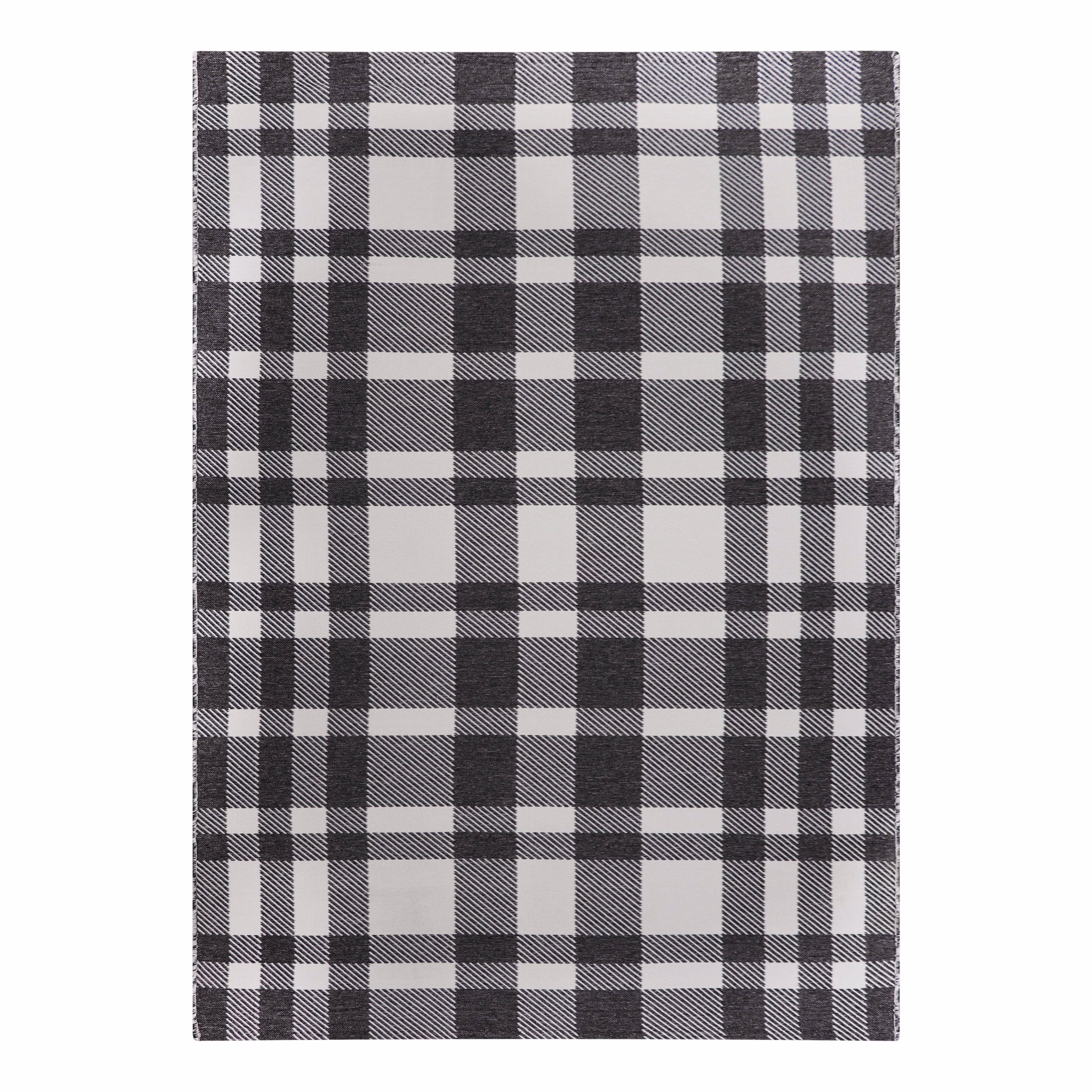 Better Homes & Gardens Buffalo Plaid Reversible Rug, Black/White, 7' x 10'