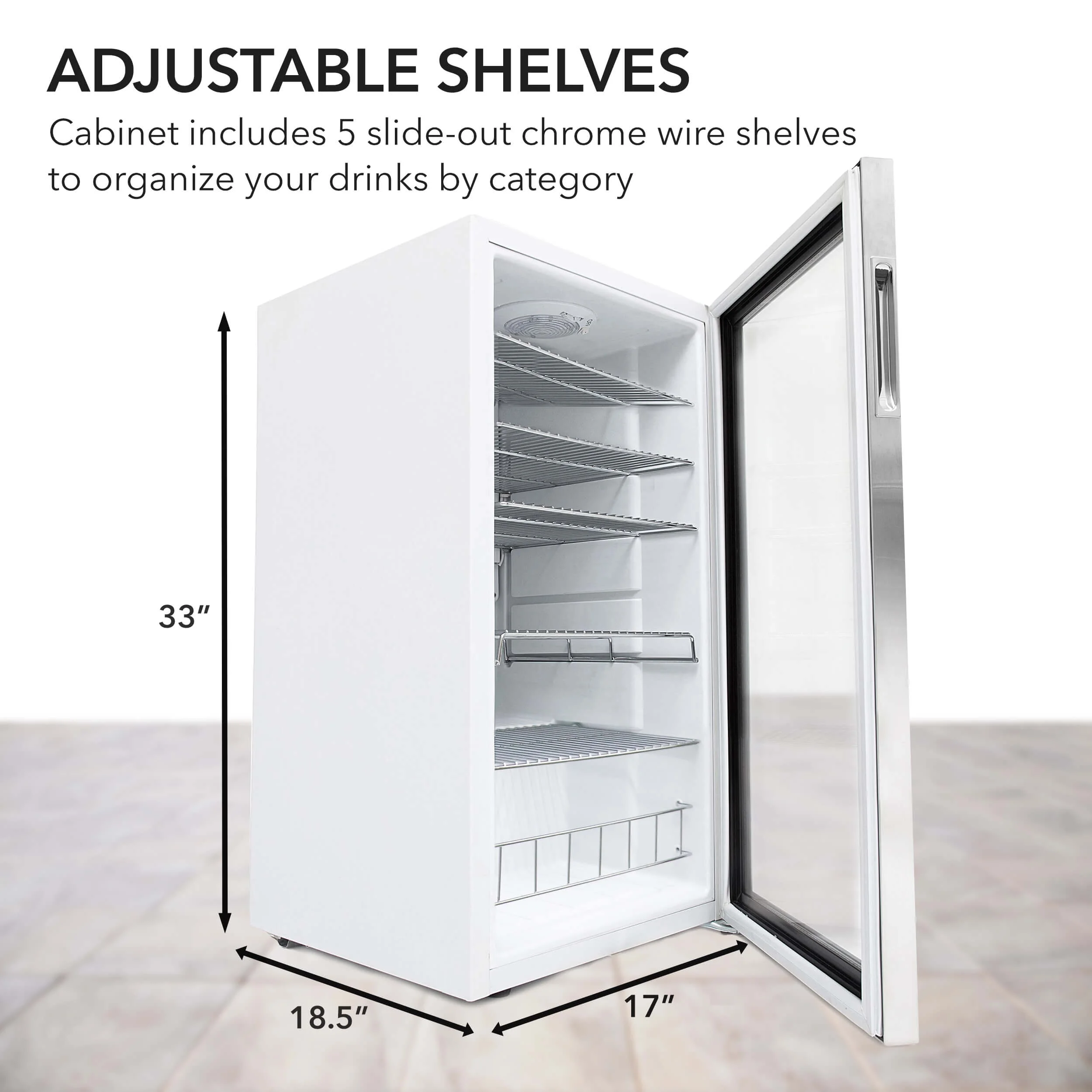 3.3 Cubic Foot Beverage Center Fridge with Lock Stainless Steel - Image 7