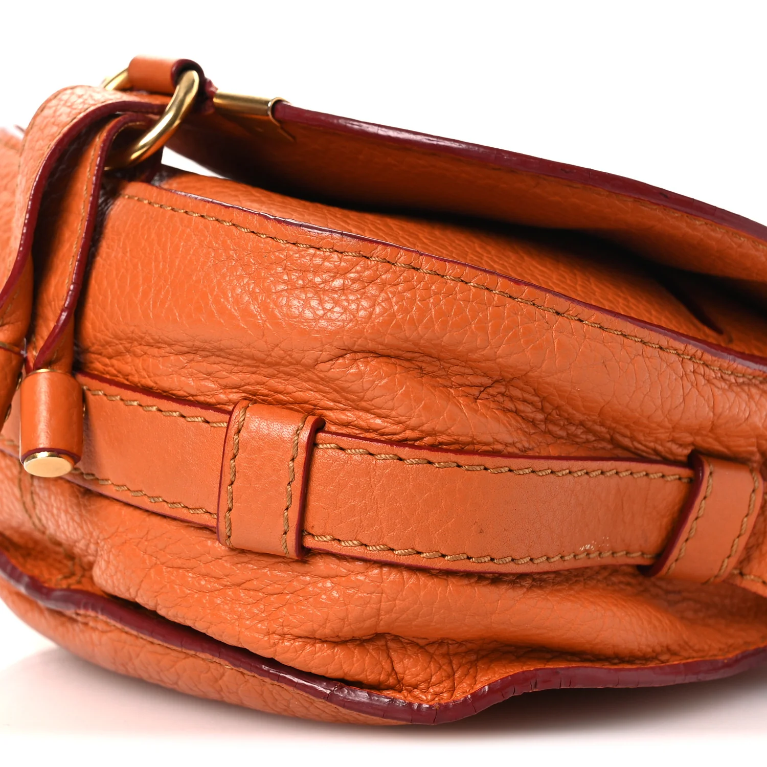 Grained Calfskin Small Marcie Saddle Bag Wood Rose