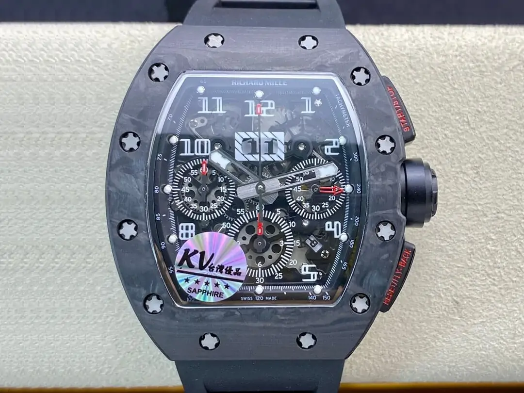 Richard Mille RM011 KV Factory Black Rubber Strap