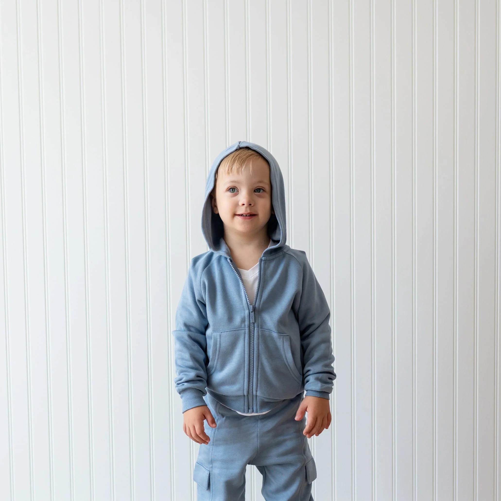 Fleece Zip Up Hoodie in Slate