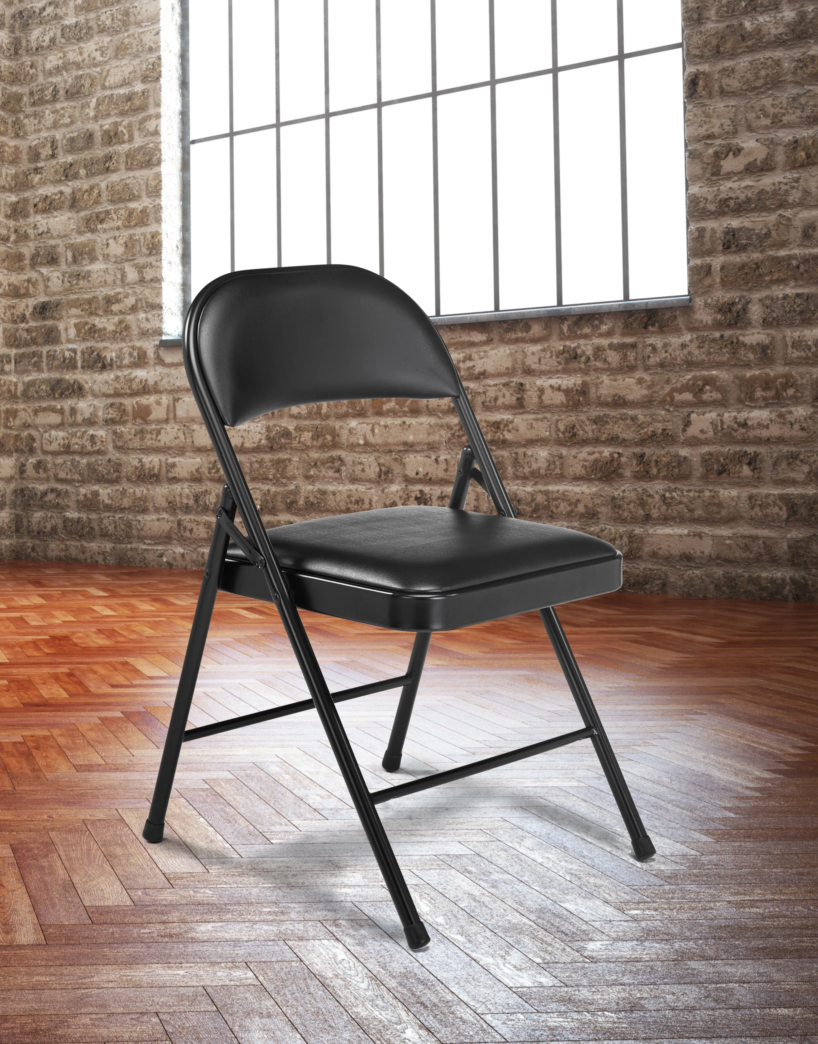 (4 Pack) Commercialine Beige Vinyl Upholstered Folding Chair(Beige)