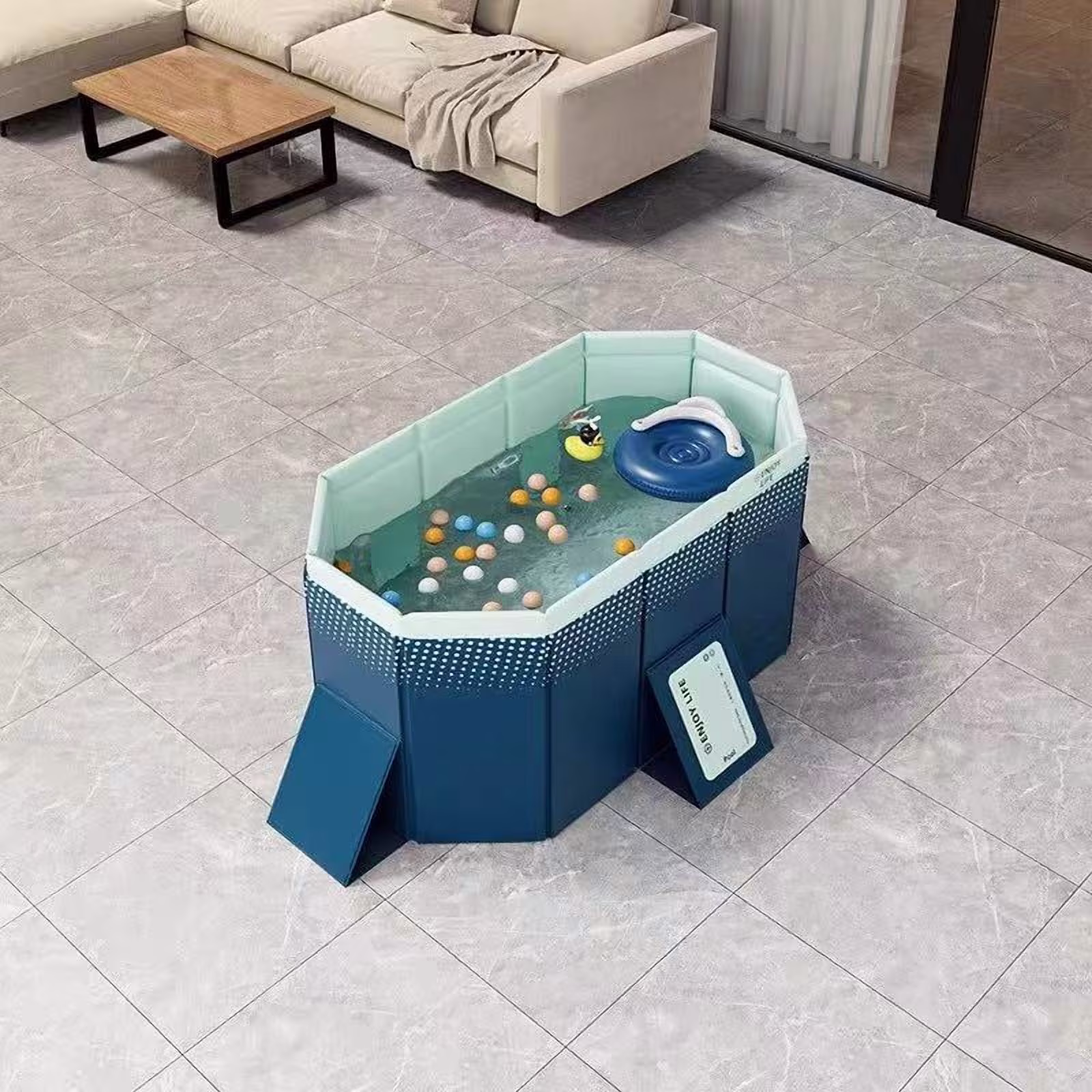 Witaxima 1.6 PVC Inflatable Folding Swimming Pool, 65.35in x 42.13in x 17.72in, Portable & Durable Blue Outdoor Pool for Garden/Yard, Easy Setup & Storage