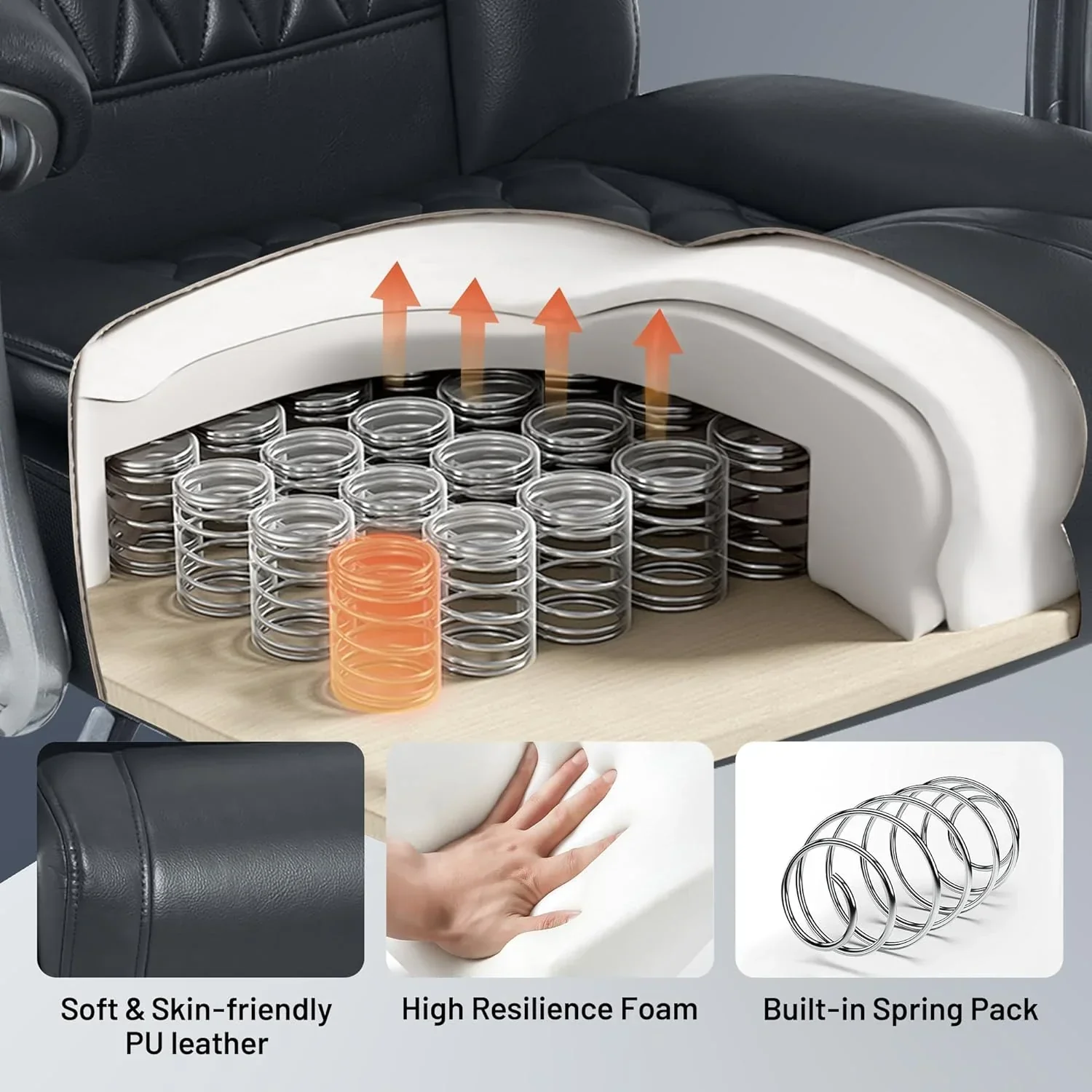 Fauteuil de bureau massant avec chauffage et repose-pieds, fauteuil de bureau ergonomique inclinable de direction
