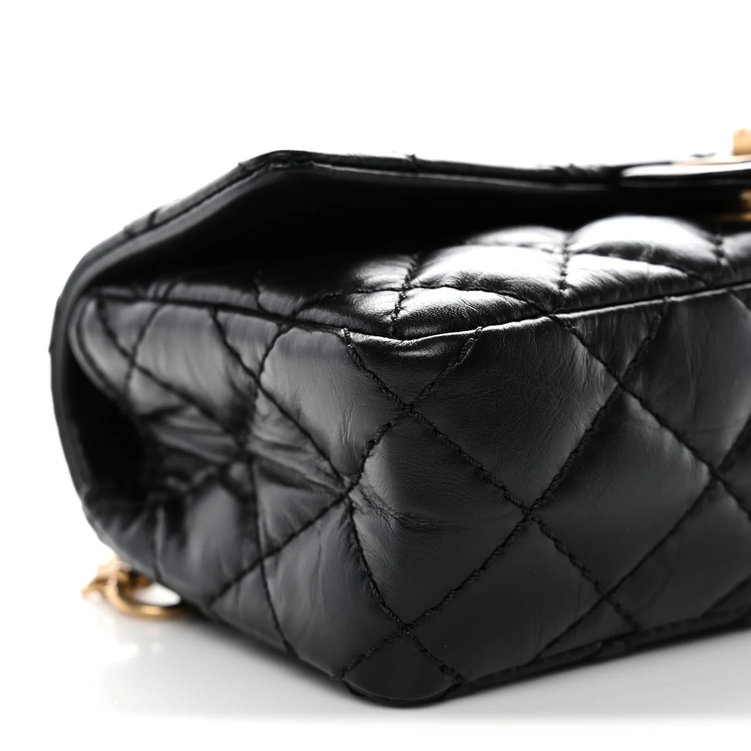 Aged Calfskin Quilted 2.55 Reissue Chain Waist Bag Black