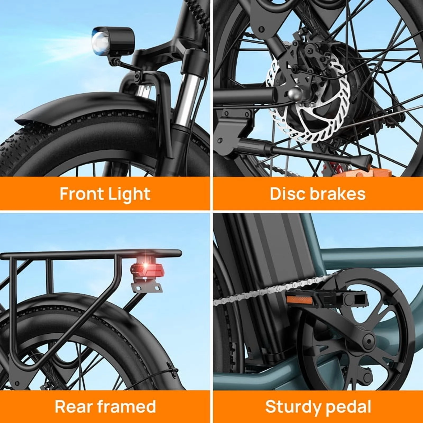 Electric Bike for Adults, 745W Peak Motor Ebike, 48V 13Ah Removable Battery, 20MPH,80 Miles Max, 20" Fat Tire Electric Bicycle with Colorful Display, All-Terrain E-Bike for Adults and Teens - Image 10
