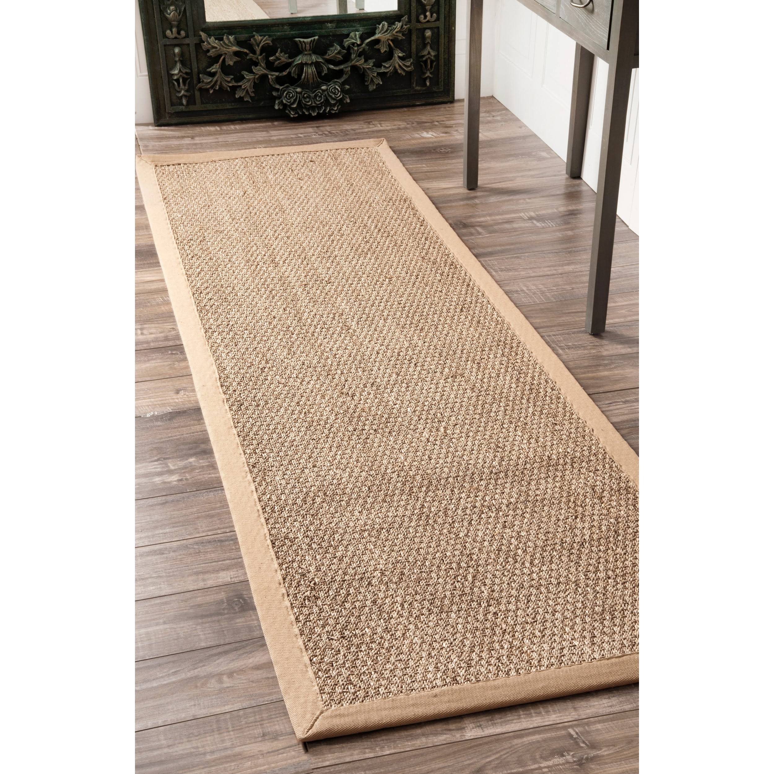 nuLOOM Elijah Seagrass with Border Beige 3 ft. x 8 ft. Runner Rug