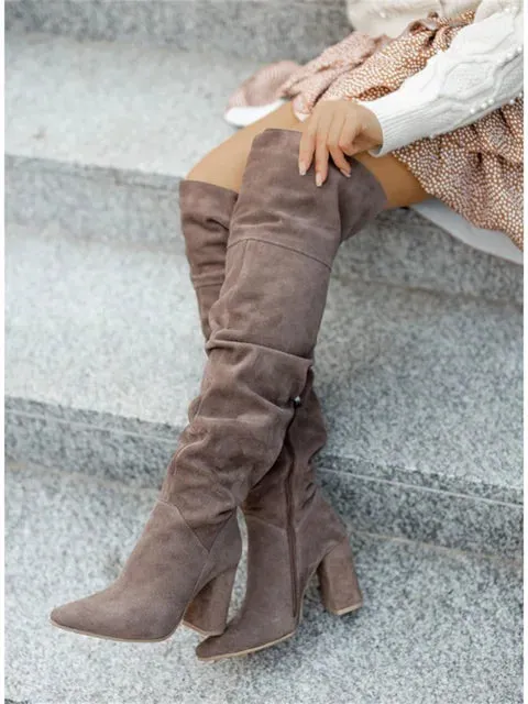 Sophie Paris I Bottes Hautes Souples avec Talon Épais
