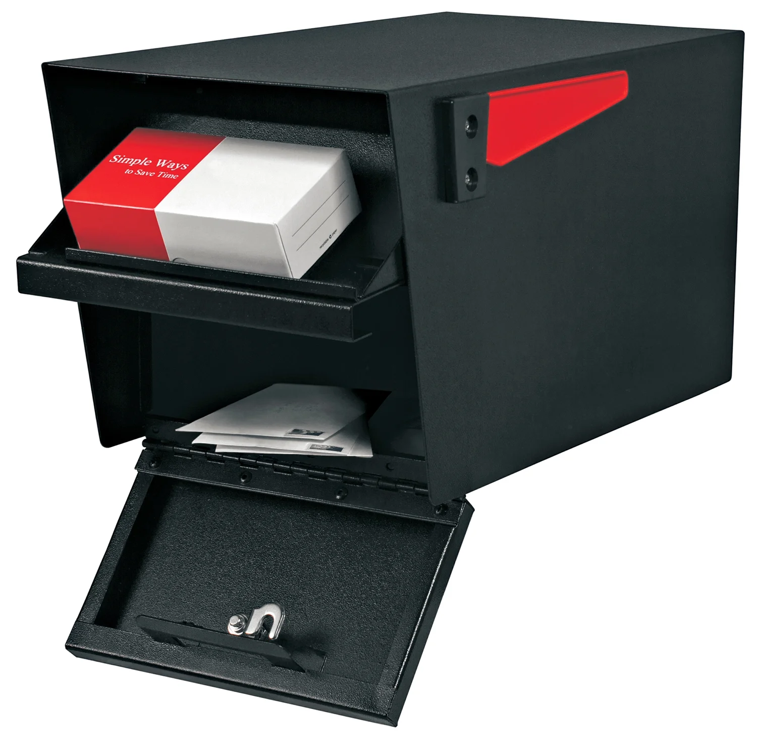 Mail Manager X2 Locking Mailbox Combo Kit with In-Ground Post, Black, 2 Compartment High Security Cluster - Image 2