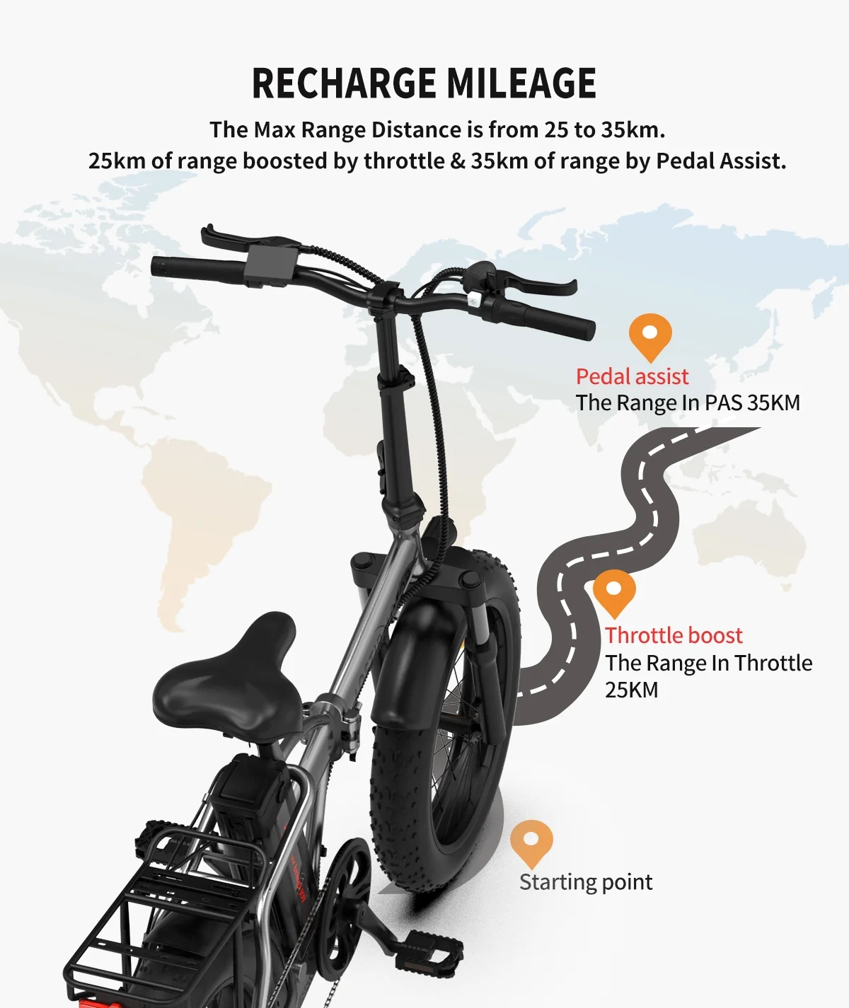 Folding Electric Bike 20 inch Fat Tire, with 750W Motor, 48V 12.5AH Removable Lithium Battery,Ebikes for Adults UL2849 - Image 7