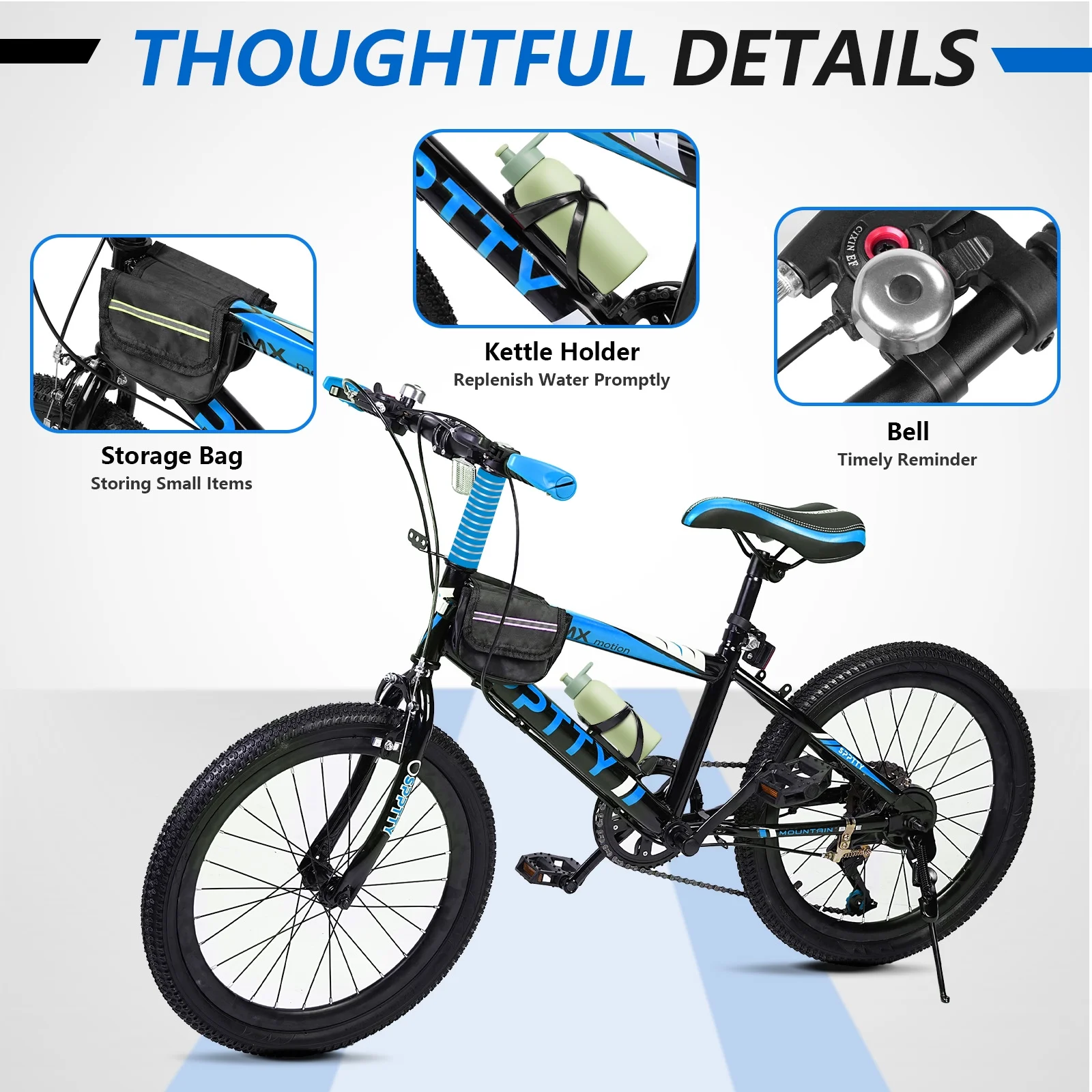20-24 inch Bike,6-Speed Mountain Bike for Men Women Boys Girls,Comfort Saddle,Blue(Blue/20") - Image 9