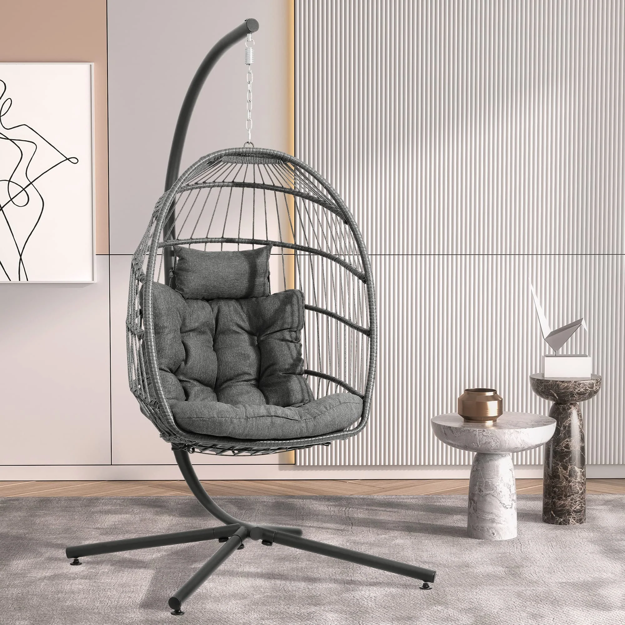LEYCAY Egg Chair with Stand. Hanging Egg Swing Hammock Chair