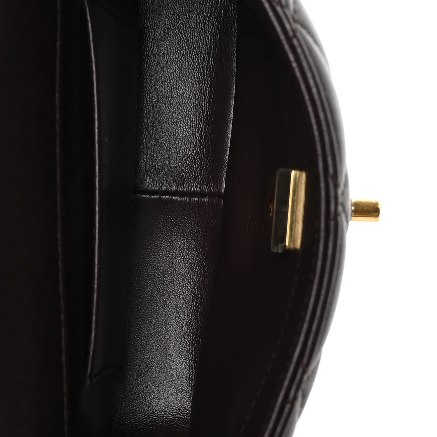 Lambskin Wenge Quilted Mini Fashion Wood Square Flap Dark Purple