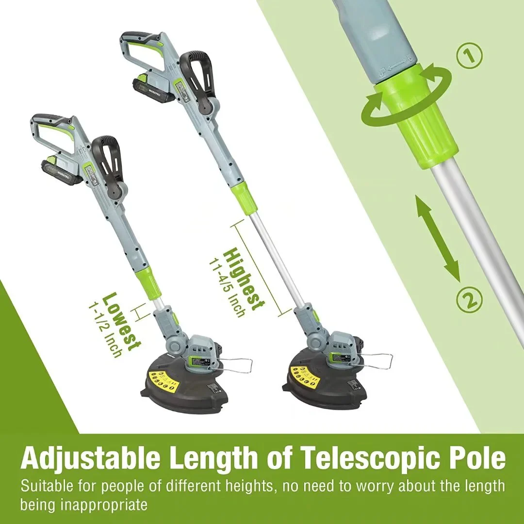 WORKPRO 20V Cordless String Trimmer/Edger, 12-inch, Power Tool with 2Ah Lithium-Ion Battery, 1 Hour Quick Charger, 16.4ft Trimmer Line Included, for Garden