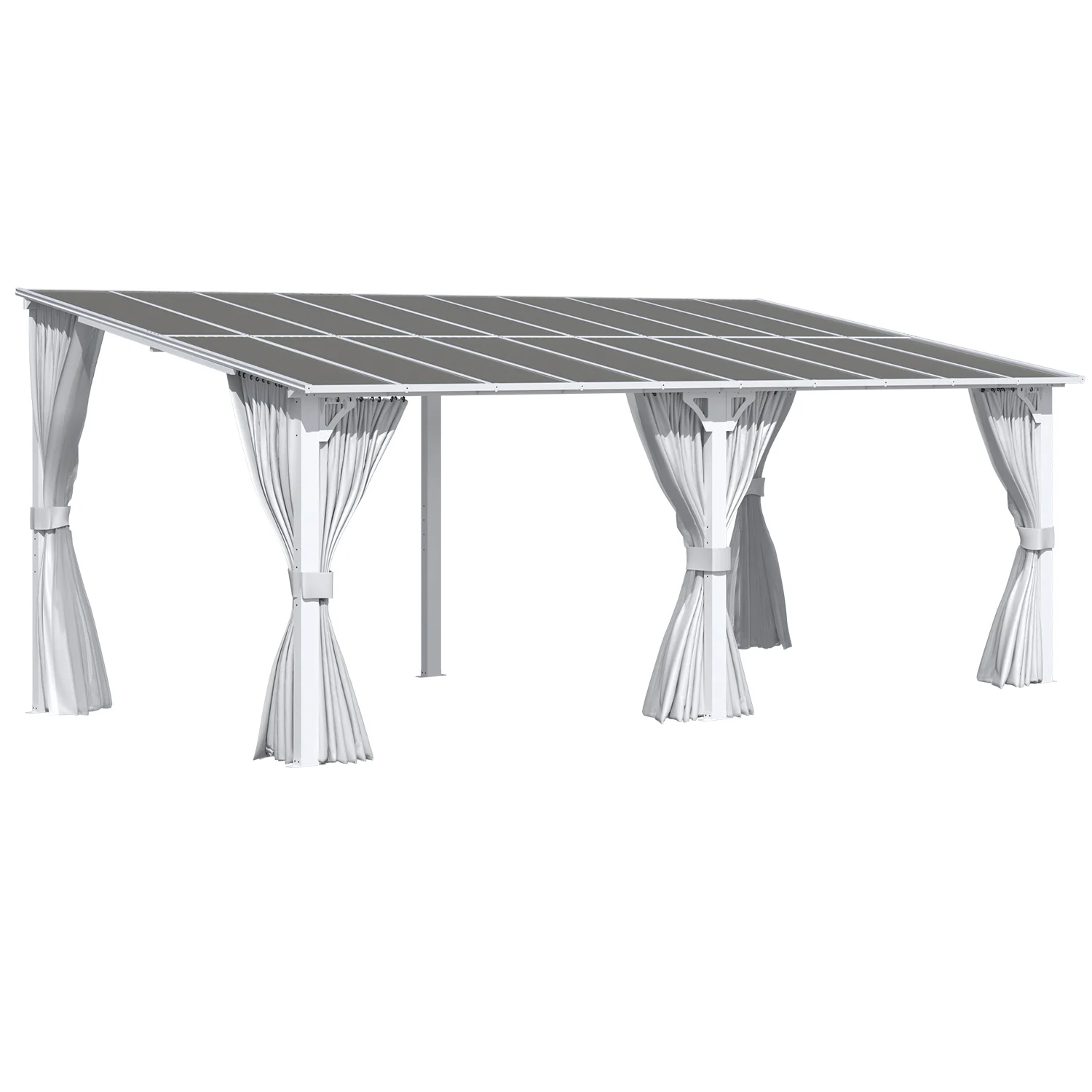 AECOJOY 20'x10' Wall Gazebo with Curtains and Mosquito Netting, White