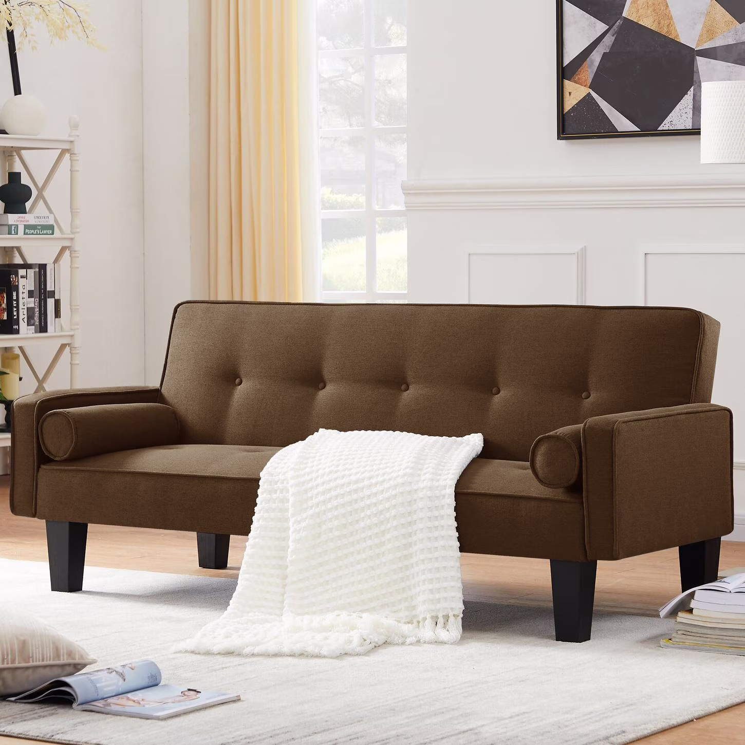 72" Convertible Loveseat Sofa Bed Sleeper Daybed,Modern Upholstered Folding Recliner,Small Futon Sofa for Living Room Apartment Office,Gray 02(Gray 02) - Image 3