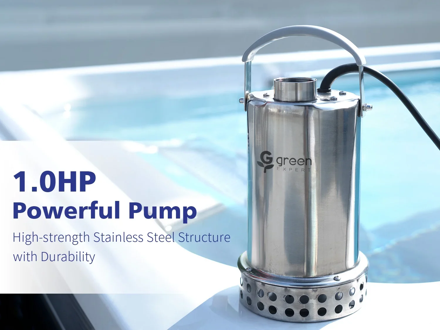 Green Expert 1HP Submersible Sump Pump Full 304 Stainless Steel 4000GPH High Flow Versatile for Fast Water Removal in Pool Basement Sewage Pit Garden Pond Hot Tub Rain Barrel Tankless Heater Flush