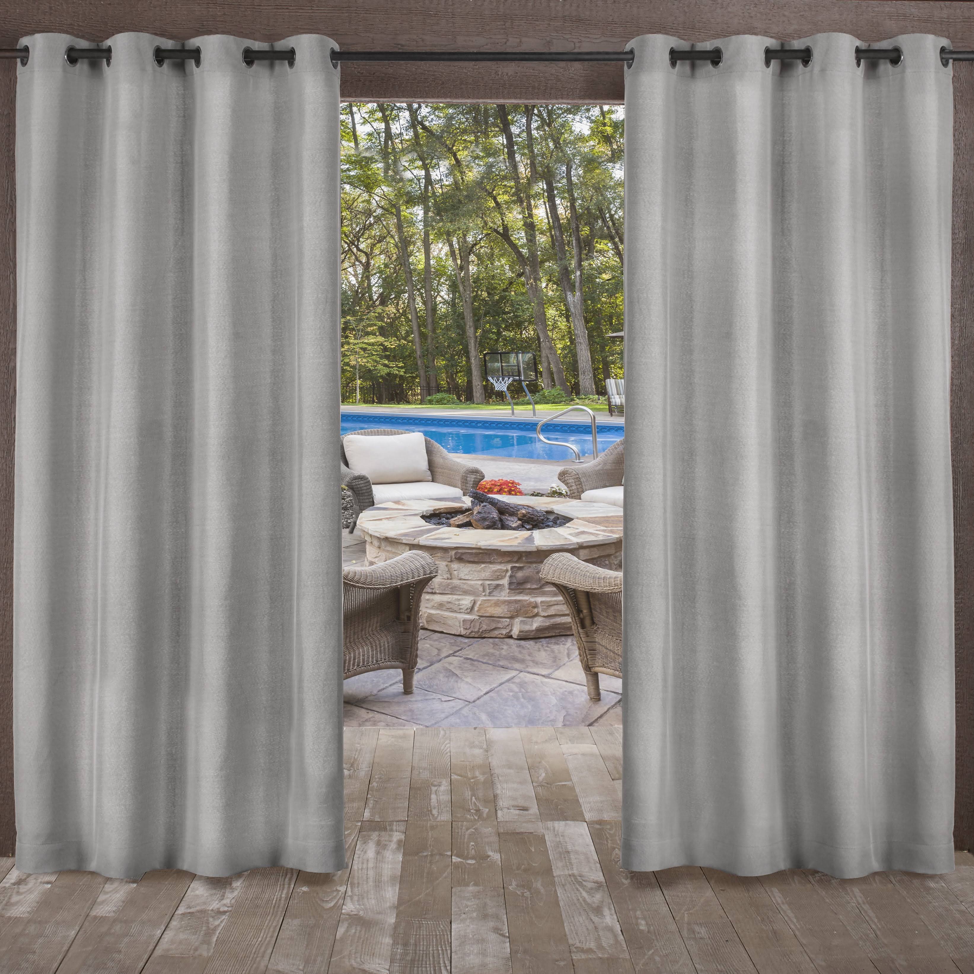 Exclusive Home Biscayne Indoor/Outdoor Two Tone Textured Grommet Top Curtain Panel Pair Silver 54X96