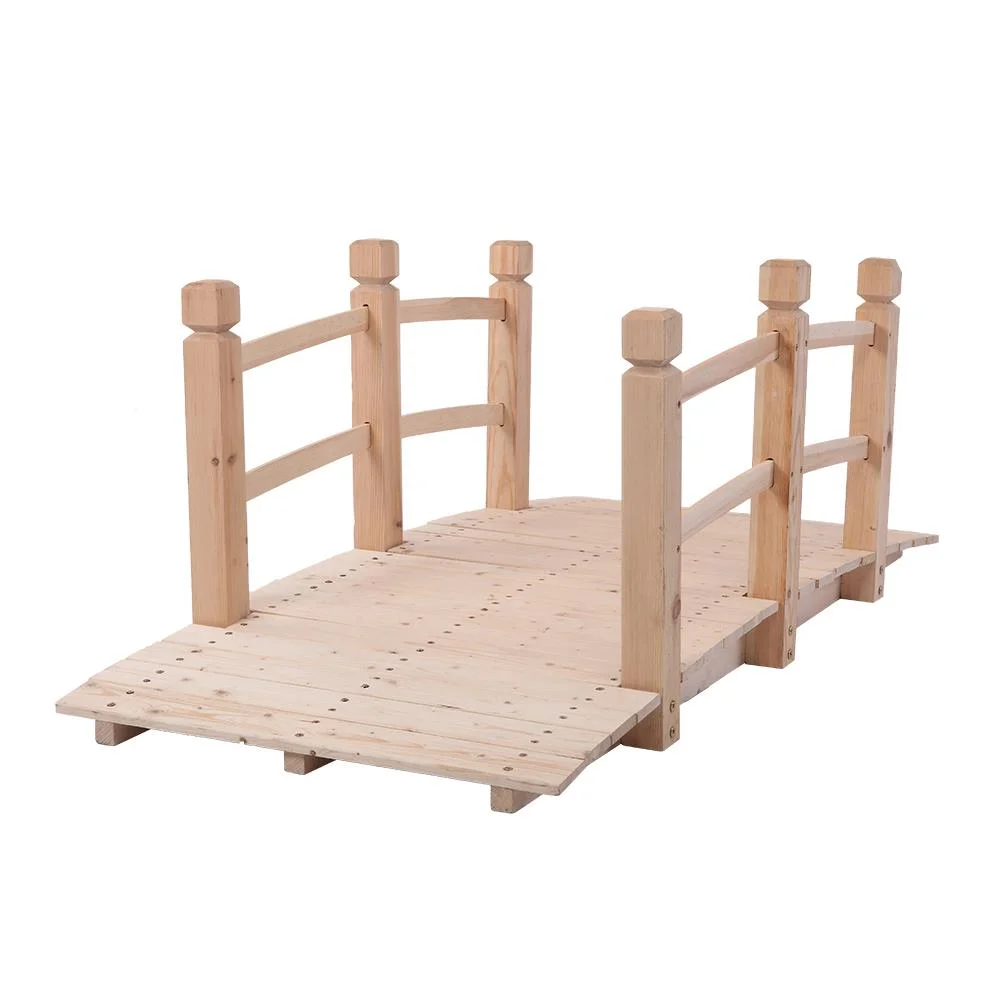 Zimtown Wooden Garden Bridge Footbridge with Railings for Backyard