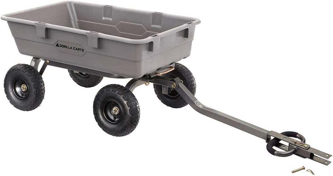 Heavy Duty Poly Utility Dump Wagon Garden Cart W/pneumatic Tires, 6 Cu ft - 1200 lb Capacity Outdoor Wheelbarrow for Yard, Landscaping &…