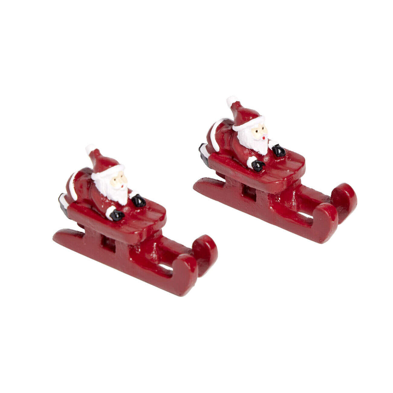 Lot de 2 décorations de table Père Noël sur traineau rouge