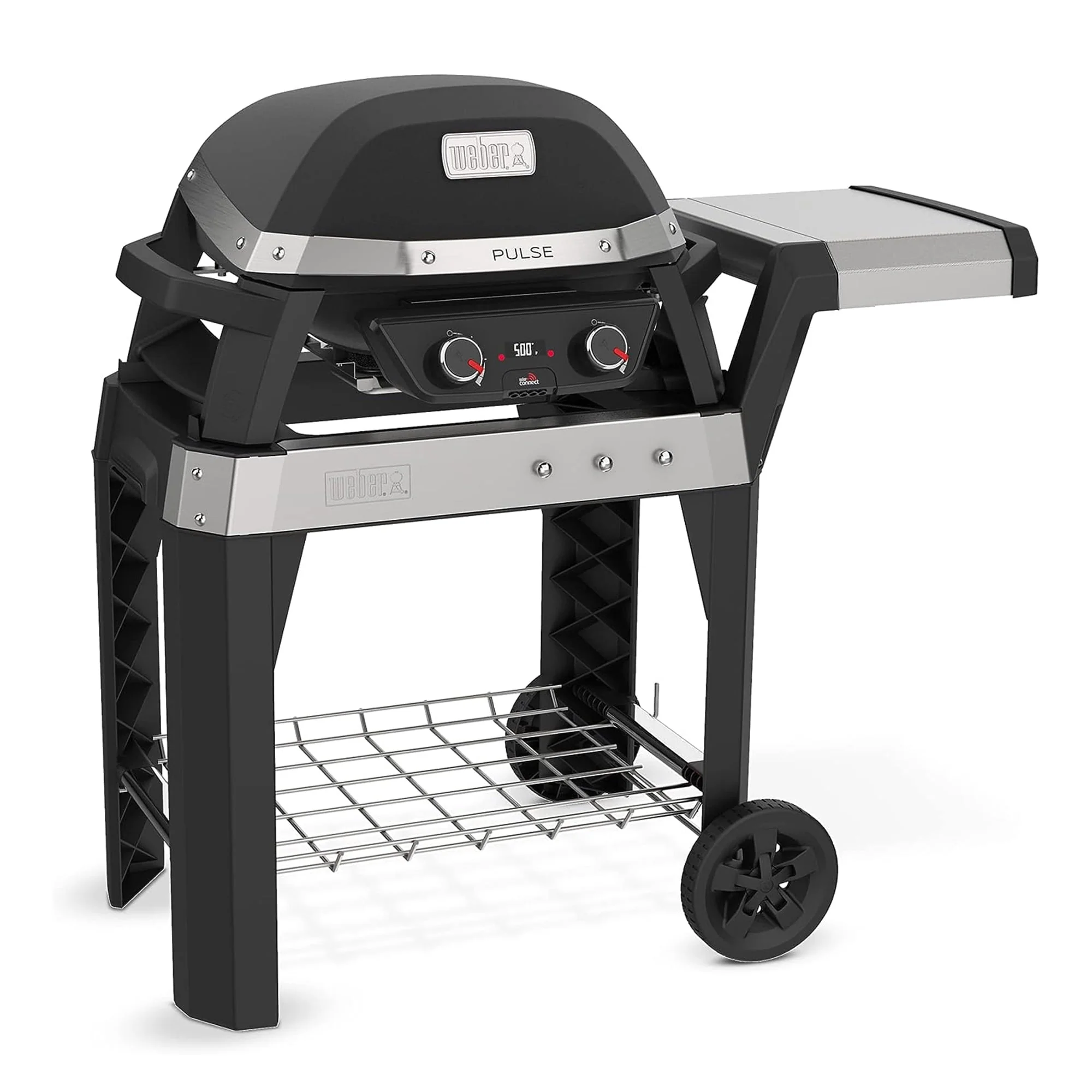 Pulse 200 Electric Grill Rolling Cart with Foldable Side Table, Black(1)