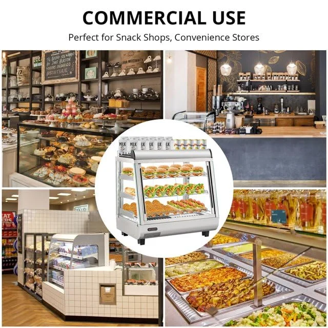 36" Commercial Food Warmer Display Case, Countertop Warmer Display Case, Commercial Food Warmer with Adjustable Shelves, Glass Sliding Doors, 3 Tier Electric Heated Display Cabinet(36"/Silver) - Image 5