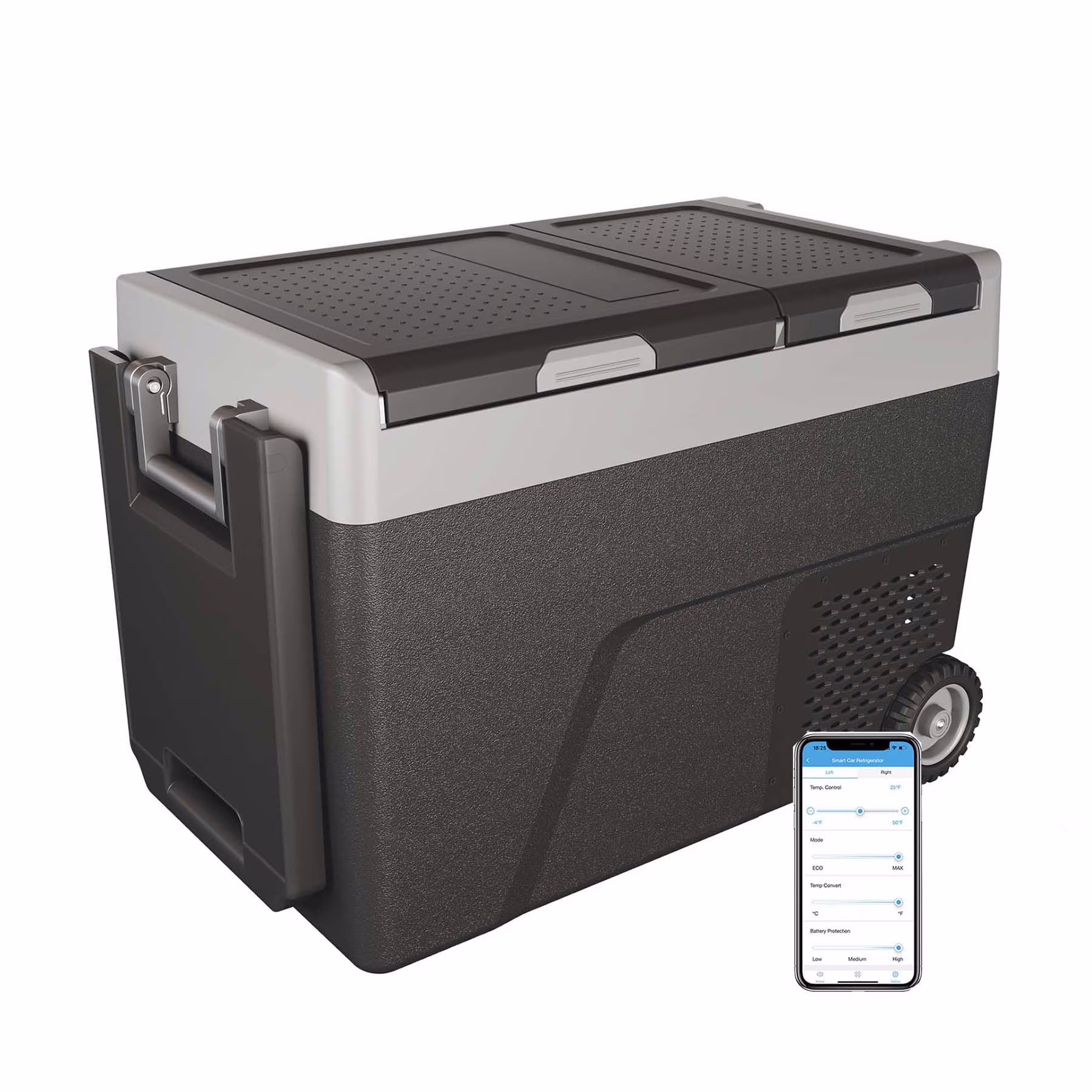 12 Volt Refrigerator, Electric Cooler, Portable Freezer, 12V Fridge -4�H~68�H, 12V Cooler with Wheels 2 Baskets for Travel, Truck, Boat, Camping(48L)