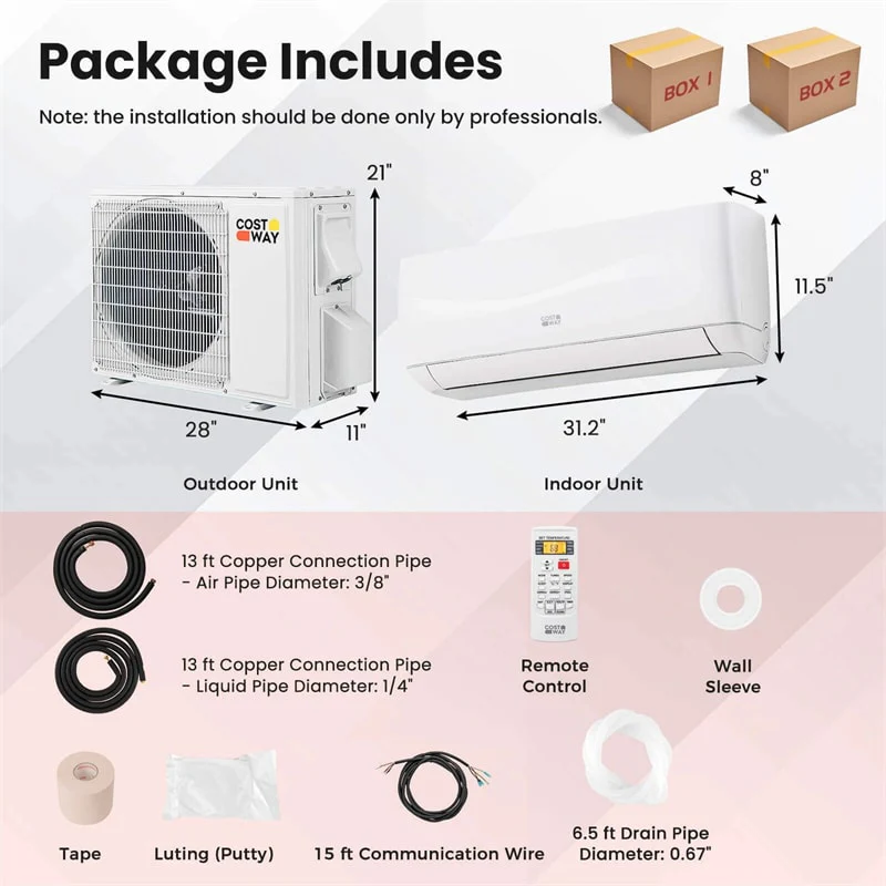 Eletriclife 9000BTU Ductless Mini Split Air Conditioner 19 SEER2 115V Inverter with Heat Pump