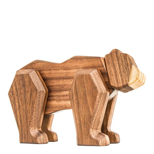 Bjørn trefigur 12 cm valnøtt/ask
